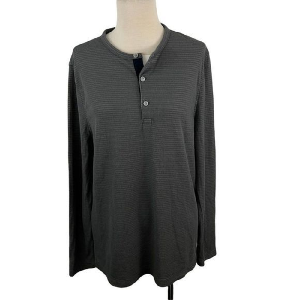 NWOT 1901‎ Grey Crew Neck Button Down Long Sleeve Shirt (S)